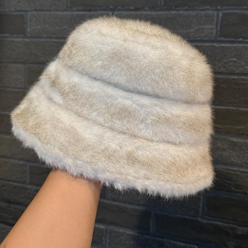 Winter Bucket Hat Fluffy Faux Fur Fisherman Cap, Breathable & Comfortable Thicken Winter Hats, Warm Lightweight Fleece Fisherman Cap for Women Men
