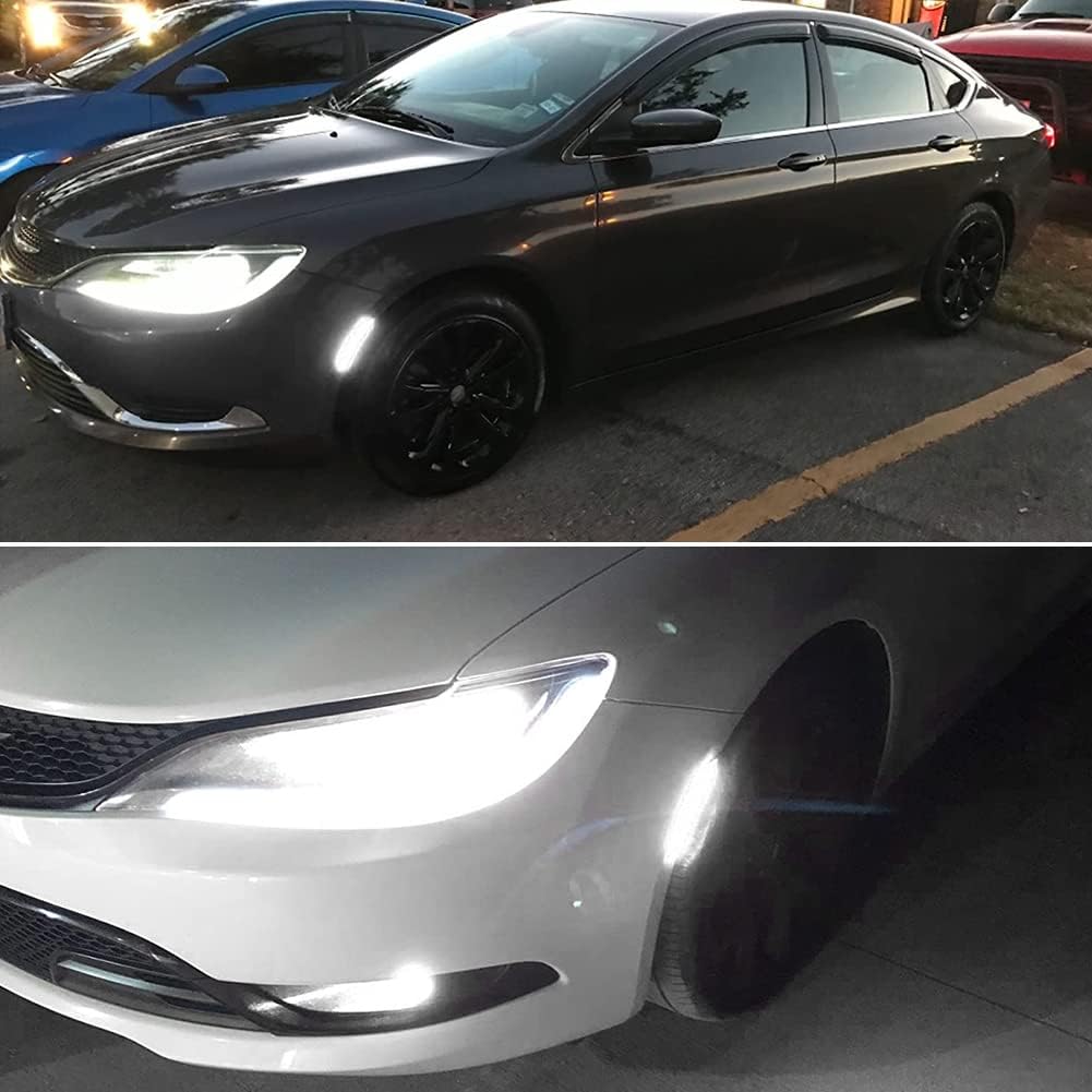 For 2015 2016 2017 Chrysler 200 Front Bumper side Marker Light White Led Smoked Lens 68206449A 68206450A