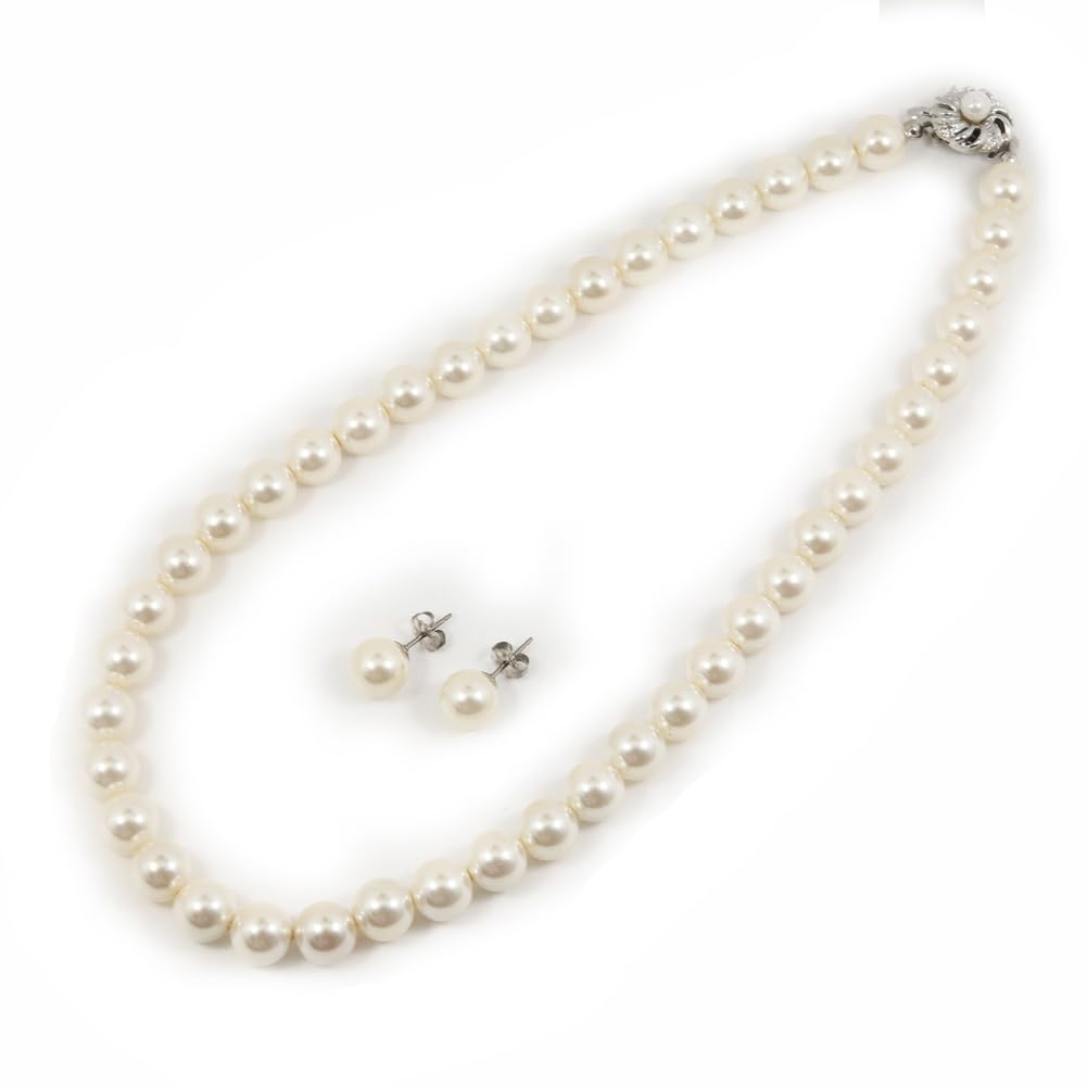 

and My Jewelry Made in Japan Domestically Produced Genuine Shell Pearl 9mm Formal Set White and Earring Wrapping White [You Box] High-Quality білий