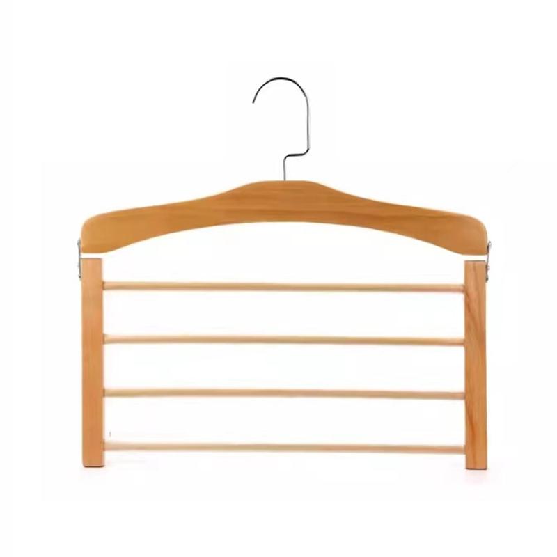 1 шт Премиальная многоярусная деревянная вешалка для брюк экономящая место - Прочный органайзер из композитной древесины для галстуков шарфов и многого другого 2290₽