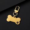 Hollow Pet Pendant Keychain with Metal Buckle - Customizable Bone Dog Tag for Engraving