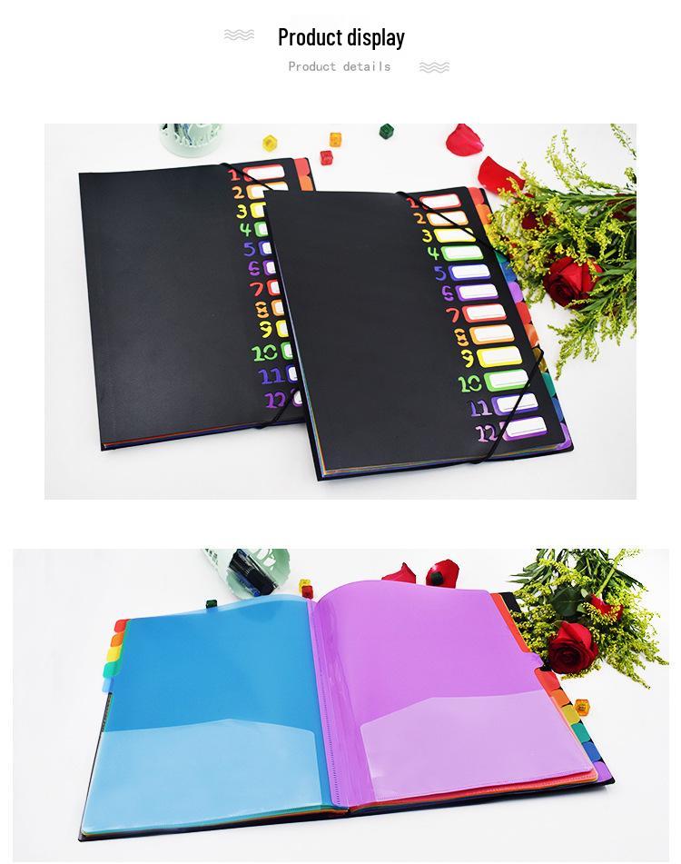 Meerlaagse A4 Witte Documenthouder met Regenboog Tabs - Studenten Examenmap en Archiefmap