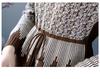 Women's Stylish Autumn & Winter Slimming Knit Wool Dress with Waist-Cinching and Printed Inner Layer