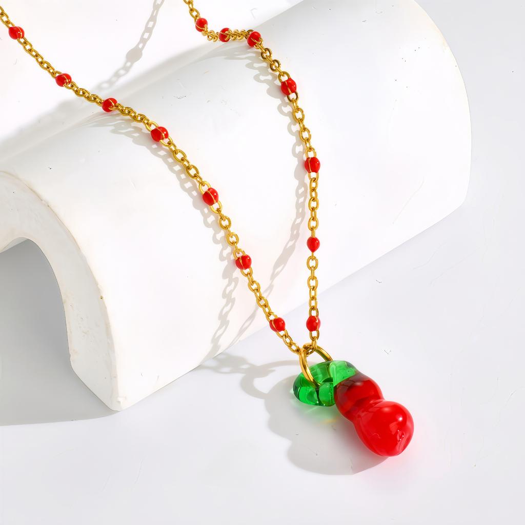 Color Dopamine Fruit Series Pendant Necklace Summer Niche Simple Versatile Do Not Fade