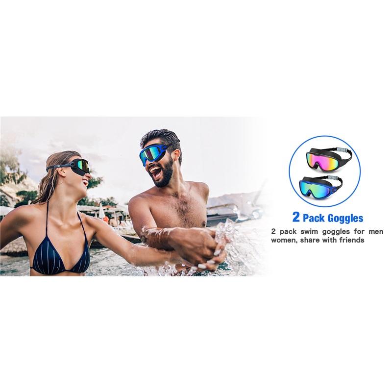 Große Schwimmbrille für Erwachsene, High-Definition, Anti-Beschlag, Galvanisiert, Schwimmbrille für Damen und Herren, Silikonbrille
