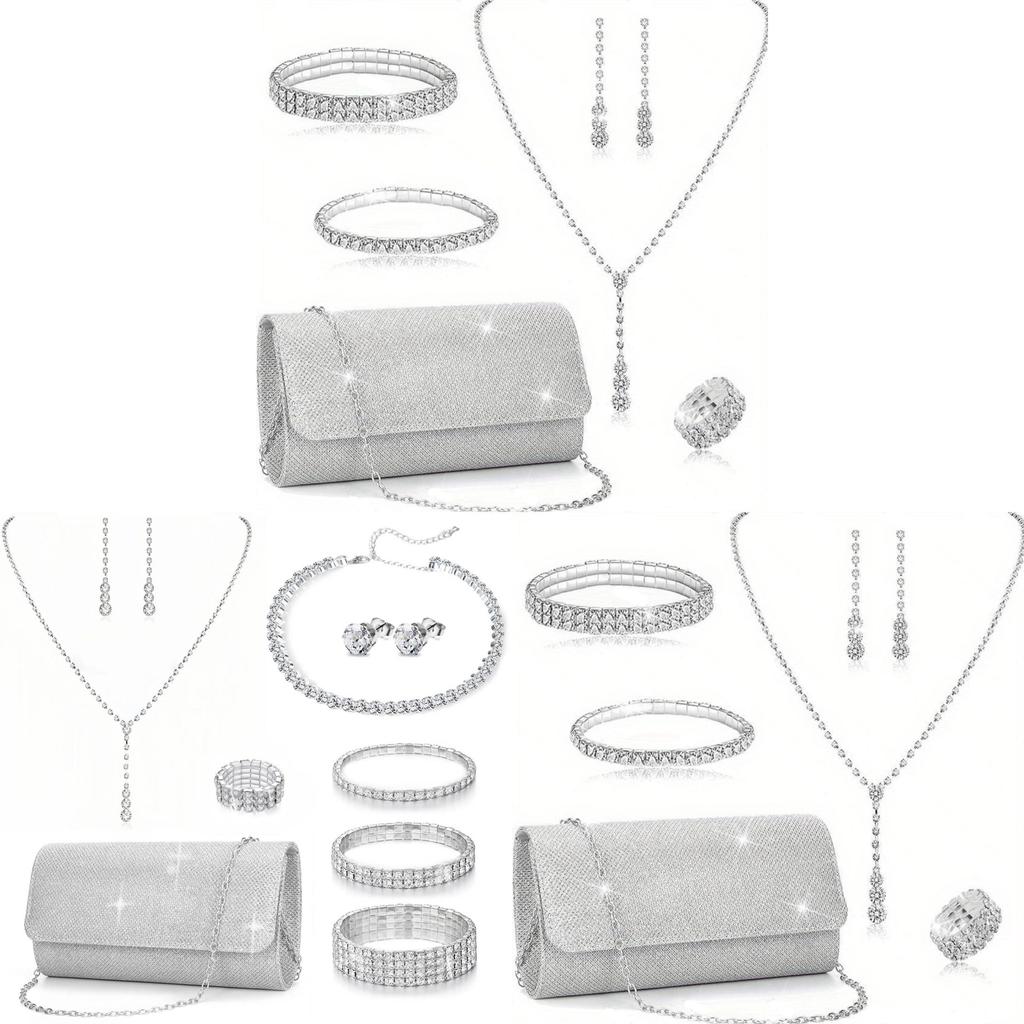 Elegant Geometric Necklace Set For Women With Crystal Pendant For Evening Parties