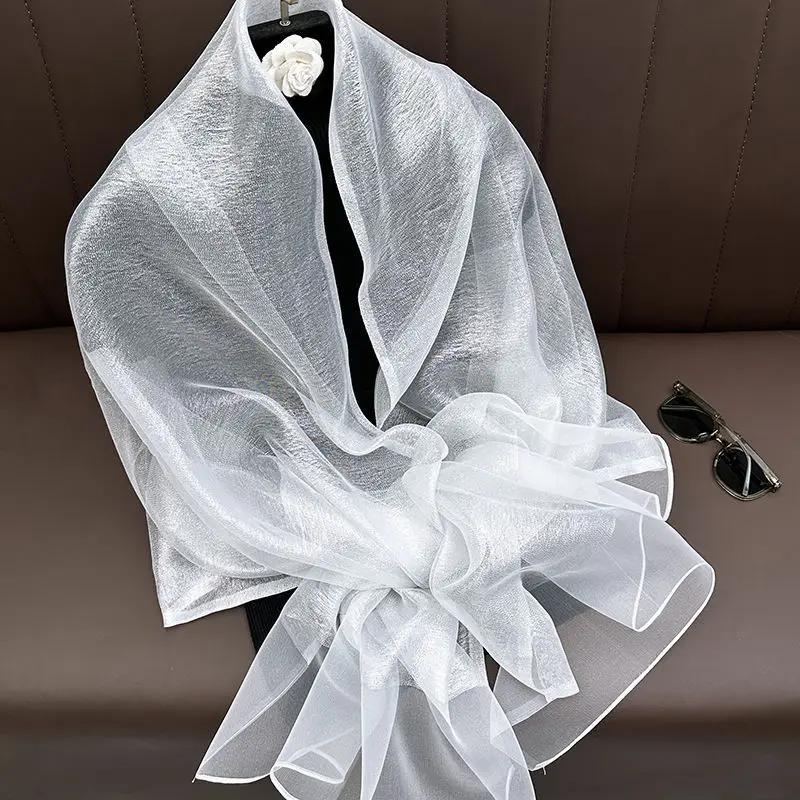 Autumn And Winter New Simulation Silk Double Layer Scarf Shawl Elegant And Elegant Temperament Mom'S Women'S Long