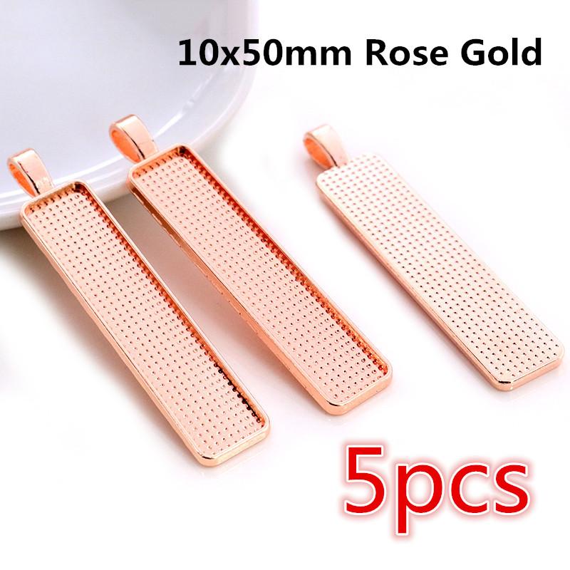 Hot Sales 10X25/10x50/25x50mm Cameo Rectangle Bezels Blank Pendant Cabochon Base Setting For Jewelry Making Accessories Supplies