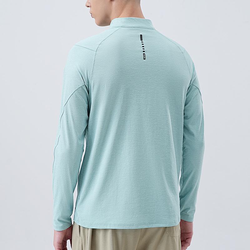 Men's Quick-Dry Long Sleeve Sun Protection T-Shirt with Half Zip for Sports & Fitness