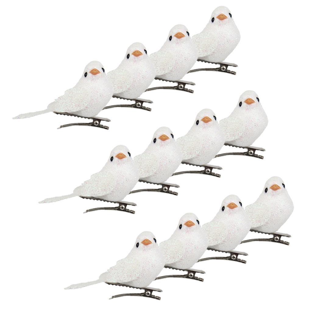 Realistic Artificial Birds Garden Ornament Collectible Foam Bird Miniature Figures for Outdoor Decoration Garden белый