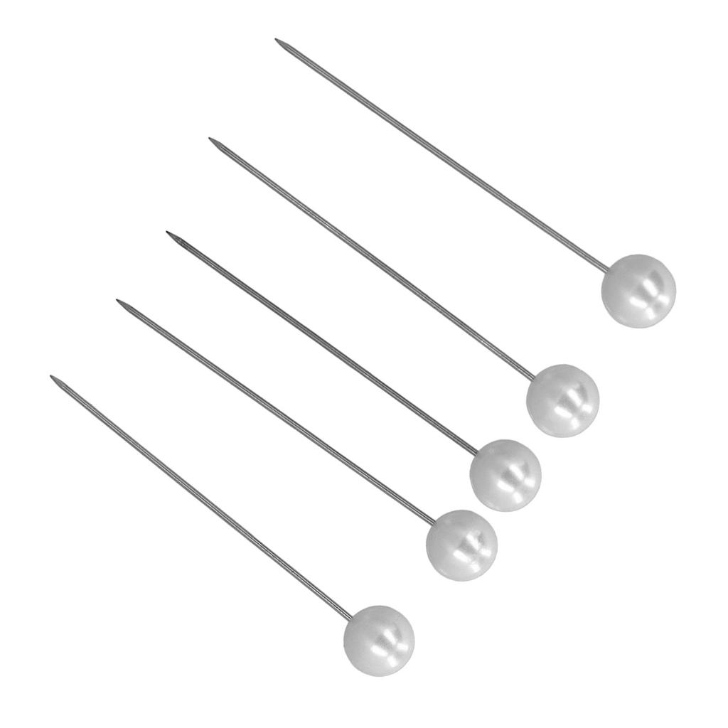 1 Box 50Pcs Corsage Pins White Pearl Head Straight Needle Sewing Marker Pin for Wedding Dress