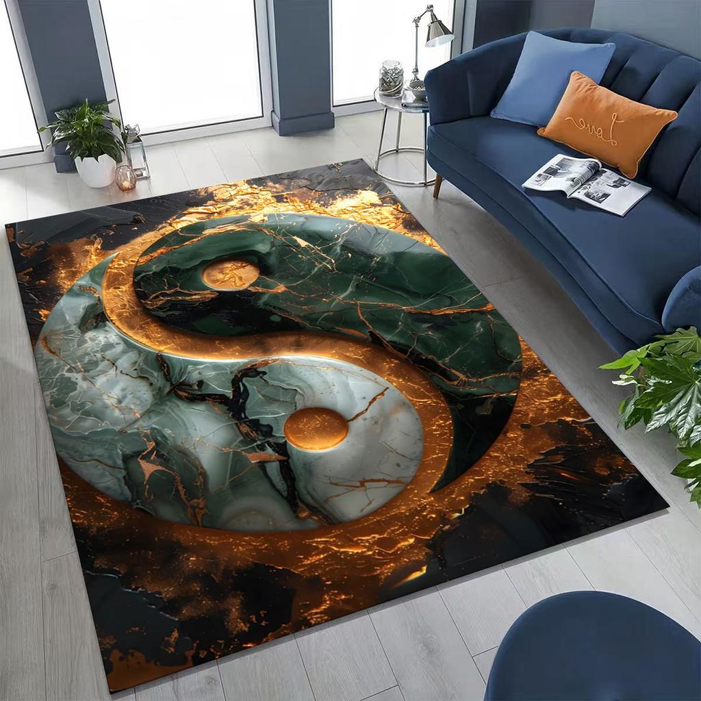 Nature Balance Yin Yang Tai Chi Black White Energy Rug for Bedroom Living Room Sofa Home Doormat Decor,Kids Non-slip Floor Mat