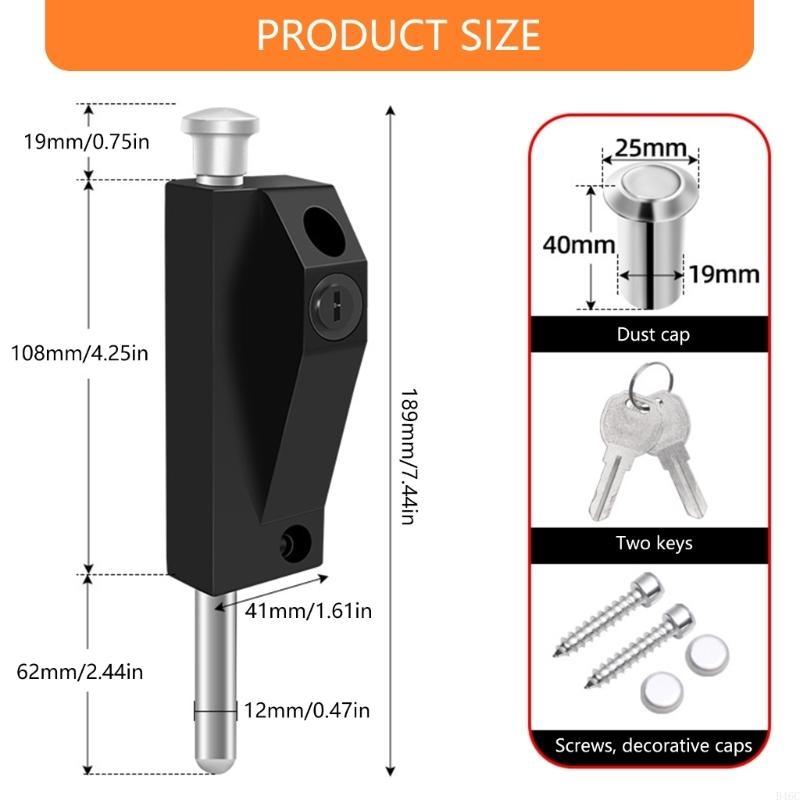 Aluminum Alloy Framed Door Lock Thickened Vertical Barrel Bolt Latches Antitheft Glass Door Lock for Home Commercial