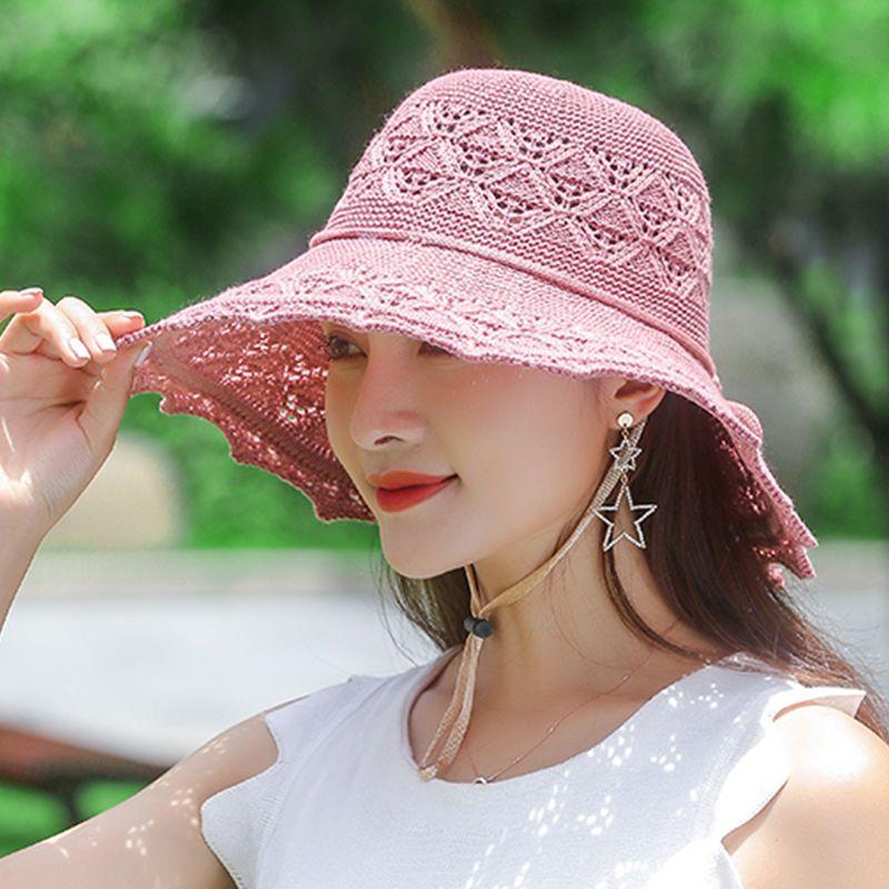 WTEMPO Summer Foldable Hats for Women Large Brim Sun Protection Hats Hollow-out Breathable Vacation Travel Seaside Beach Cool Hats