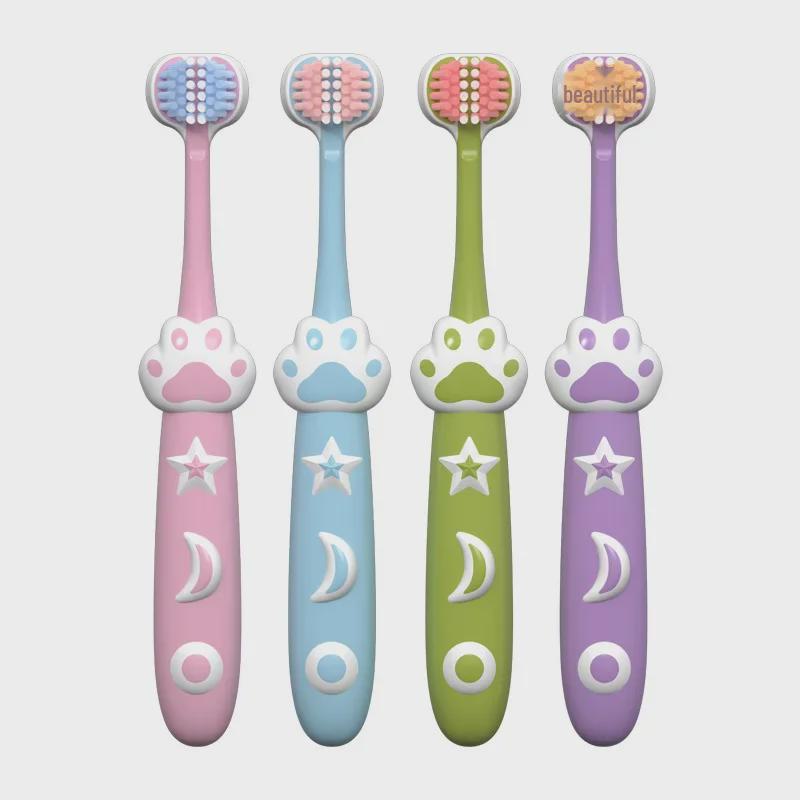 Dětský zubní kartáček s měkkými štětinami – design kočičího drápu pro šetrnou péči o zuby a dásně, dvojité balení