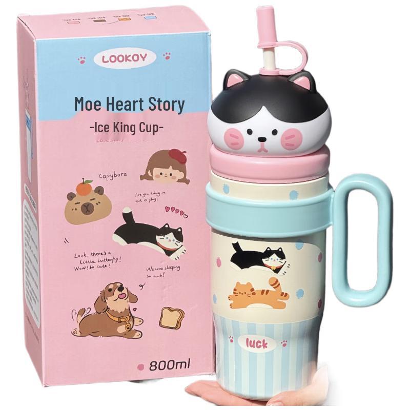 OKTP Cute Kitten Insulated Straw Tumbler 800ML