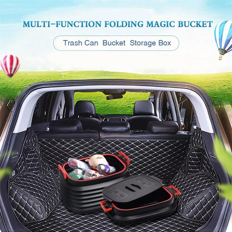 18L Car Backup Trunk Folding Storage Box Retractable Storage Case Bucket For Tools Outdoor Fishing Buckets Car Garbage Holder