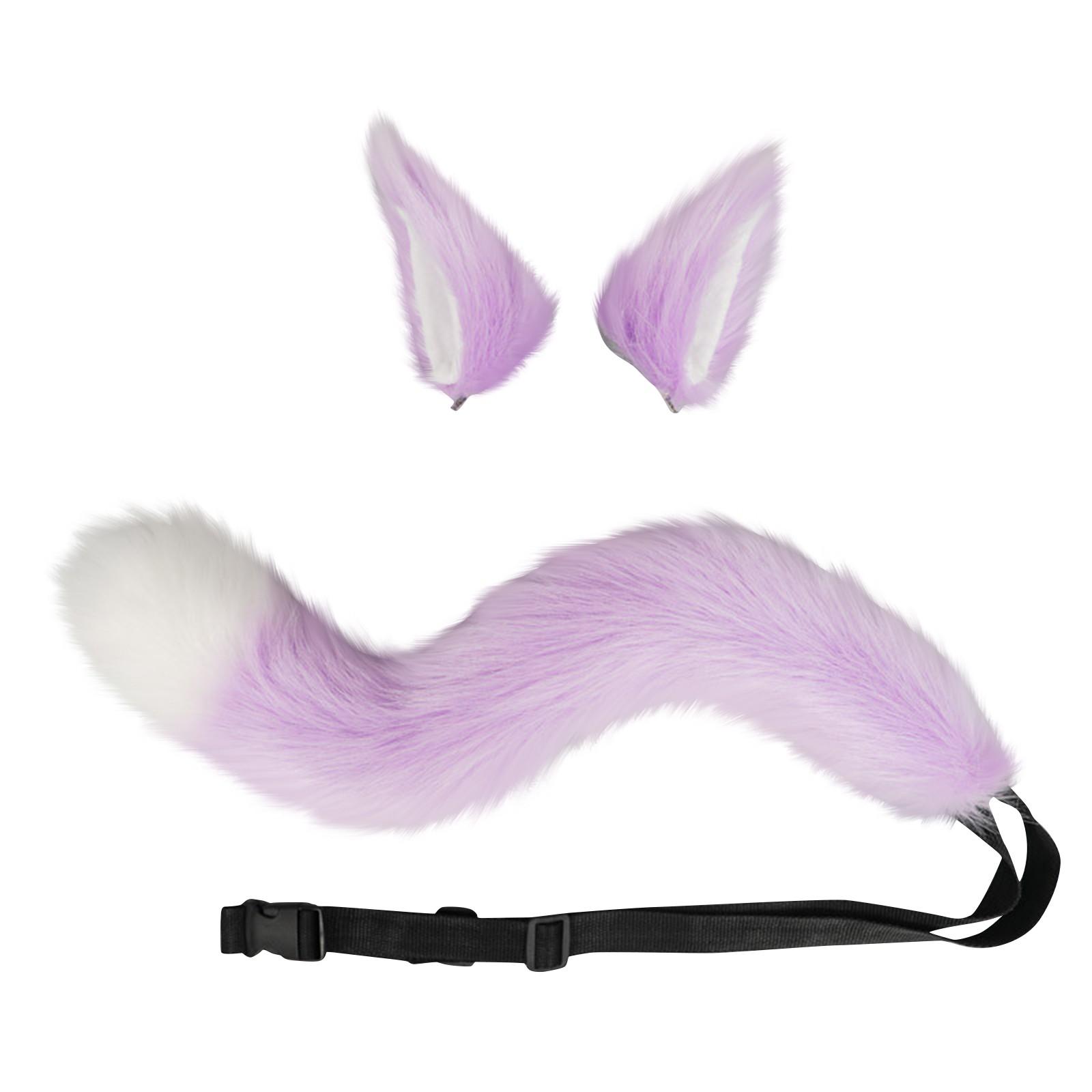 

1 комплект, реалистичный искусственный хвост, удобный для ношения реквизит для ролевых игр, мягкие хвостовые уши для косплея One Size