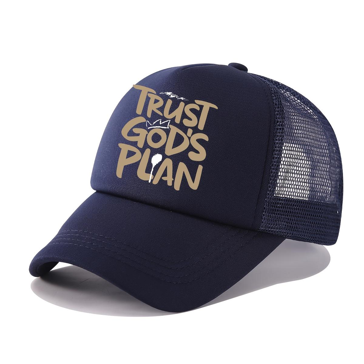 OKOIUM Trust GodS Plan Print Baseball Cap Black with White Graphic Adjustable Snapback Unisex Casual Sports Hat for Outdo