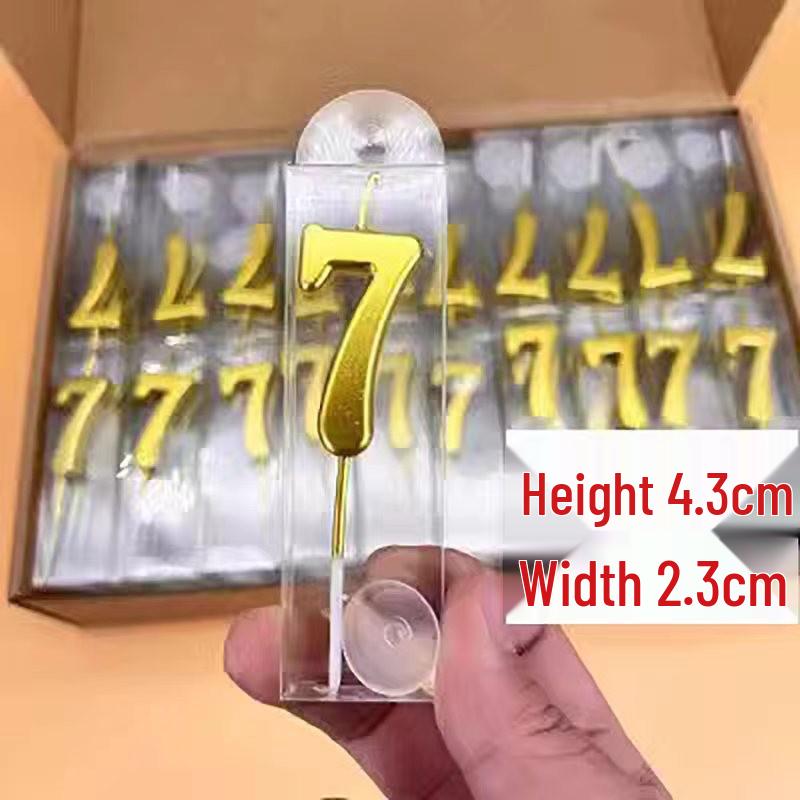 Gold Long Number Birthday Cake Candles - Boxed for Children's First Birthday