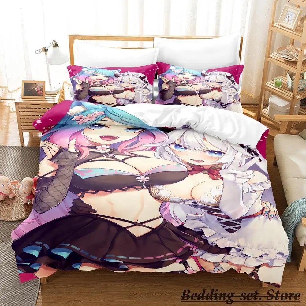 Sexy Girls Silvervale VTuber Bedding Set Single Twin Full Queen King Size Bed Set Adult Kid Bedroom Duvetcover Sets Anime Kawaii