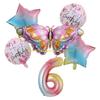 92MF Colorful Butterfly Balloon Set of 6 Aluminum Foil Number Balloon Happy-Birthday Decorations Baby Shower Party Supplies