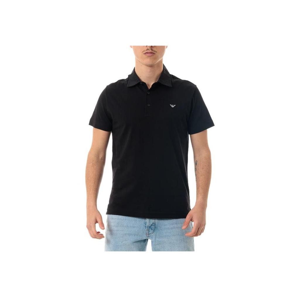Emporio Armani Logo Solid Color Short Sleeve Polo Shirt Men tops Black EM000571-AF12331-UC001