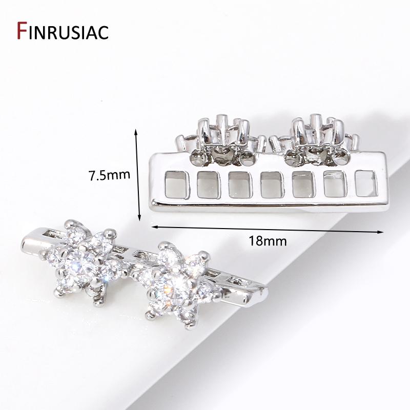 

18K Gold Plated Inlaid Zircon Beads Separators Connector Double Flowers 7 Hole Spacer Bead For DIY Jewlery Making Accessories 2 pieces