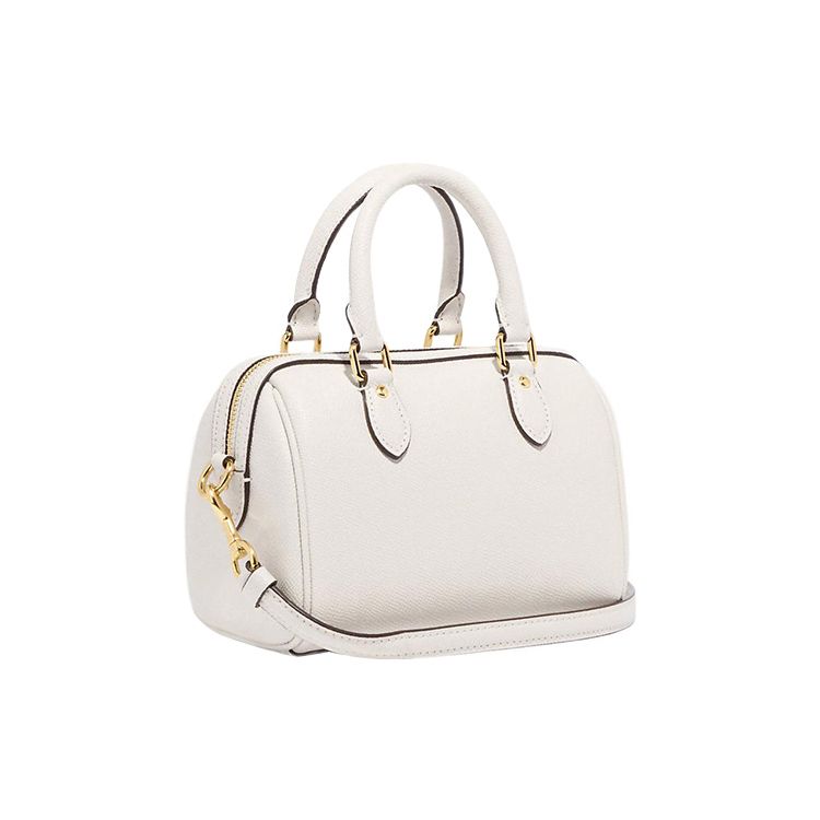 Coach Rowan 18 Zipper Closure Crossgrain Leather Handbag Shoulder Bag Crossbody Bag Small Women Handbags White CH157-IMCHK