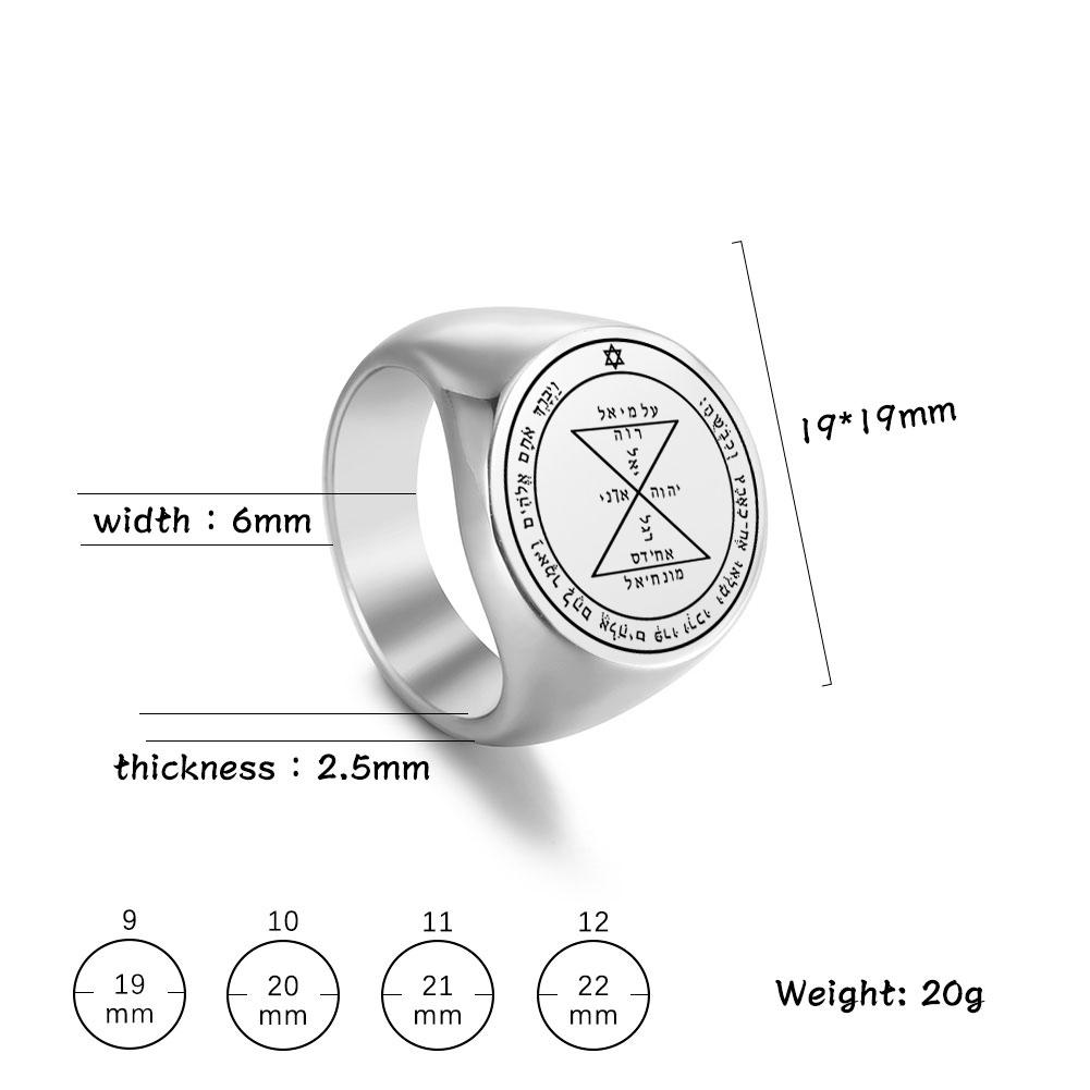 Vintage Tetragrammaton Rings Magical Wahyeh Blessed Pentagram of Solomon Finger Rings for Men Stainless Steel Jewelry