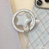 Korean-style blue case for Apple 17pm, 15 magnetic stand, iPhone 16 gold-plated grid pattern stars, 14 electroplated
