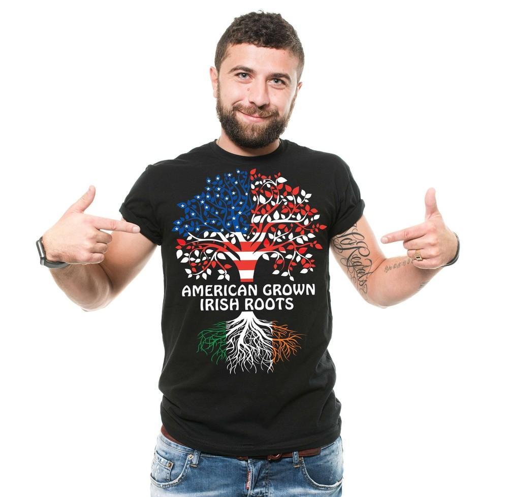 American Grown With Irish Roots Shirt St Patrick s Day Shirt Irish Gifts Unisex T-Shirt XXXXL