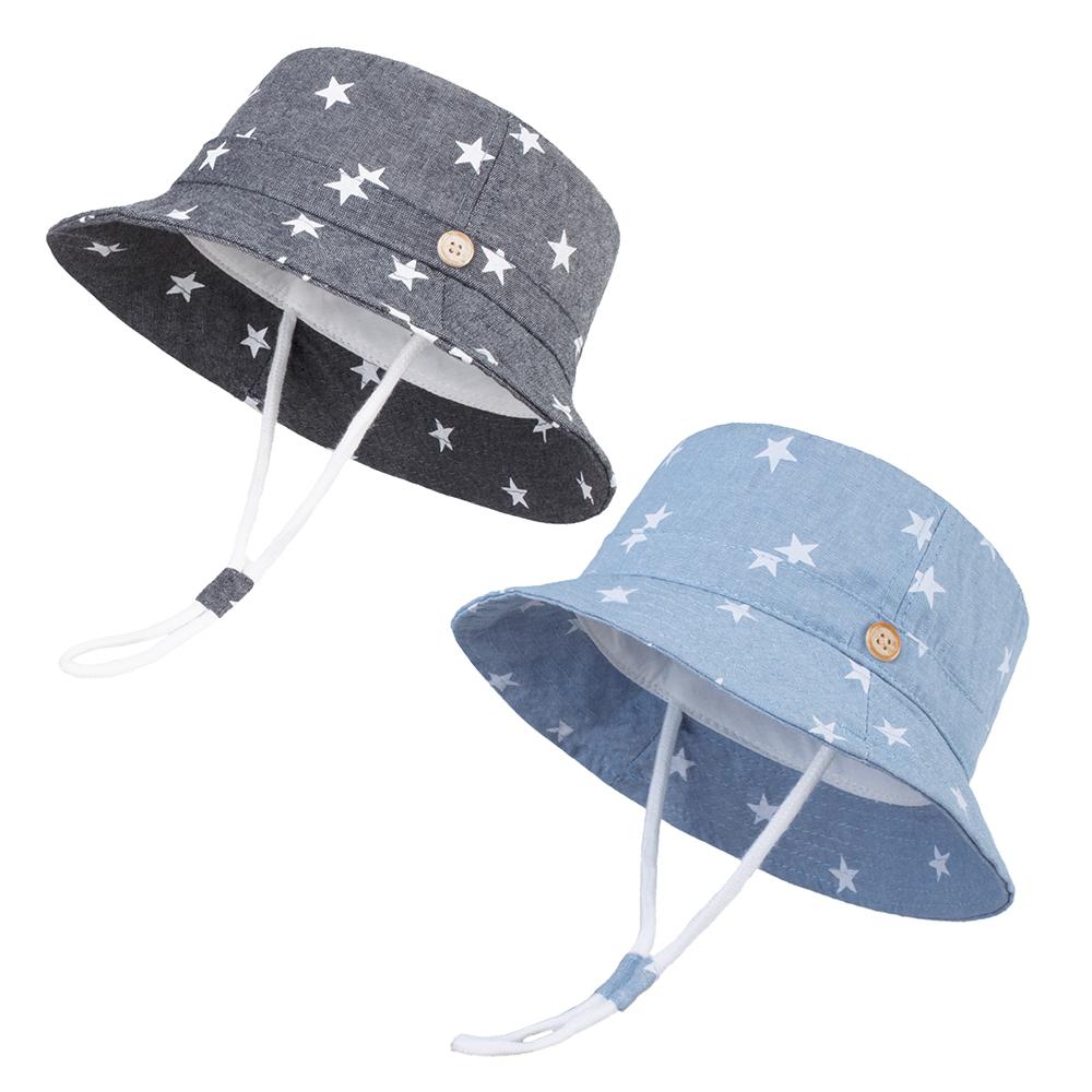LANGZHEN Sonnenschutzhut für Kinder Kleinkinder Jungen Mädchen Breiter Rand Sommer Outdoor Hut Baumwolle Baby Fischerhut mit Kinnriemen