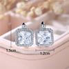 Luxury Female Green Square Zircon Stone Clip Earrings Charm Silver Color Wedding Jewelry For Women