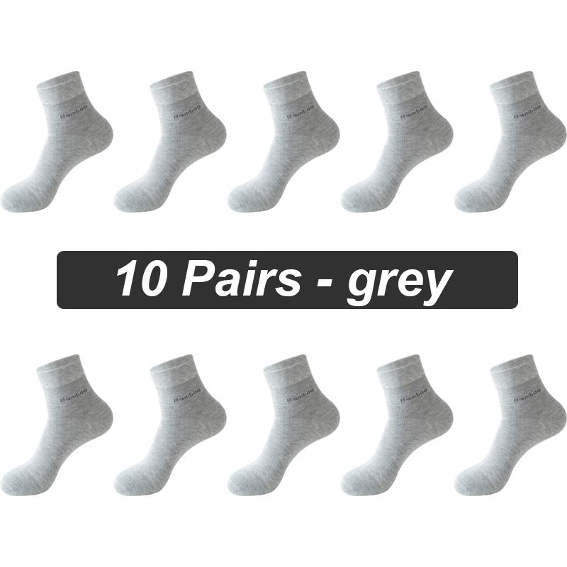 10Pairs/lot Men Bamboo Fiber Socks Casual Black White Business Anti-Bacterial Breatheable Male Sock High Quality Size 38-45