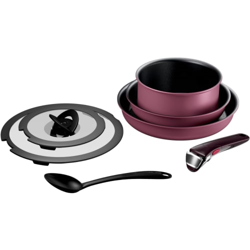 

[Online only] Tefal Pot and frying pan set with removable handles, 7-piece set, compatible with IH gas fires, comes with a spoon convenient for frying