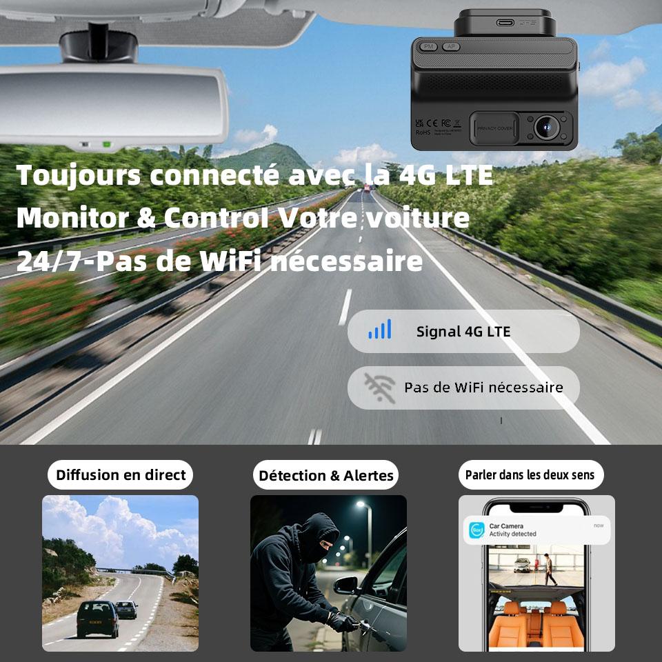 4G LTE Dash Cam Front and Inside Lens Black Box DVR Camera Remote Live-View GPS Tracking Vehicle APP Dual Auto Video Recorder