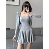 Suspender dress, a complete set in autumn, pear-shaped body, slightly fat girls, thin wear skirt cardigan two-piece set