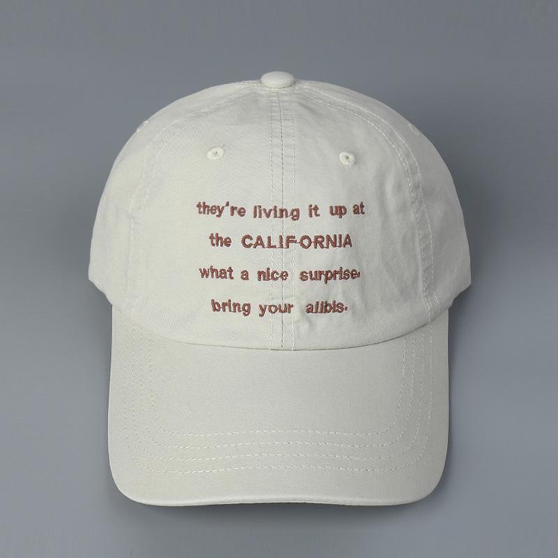 2026 Spring Summer New Korean Version Letter Embroidered Soft Top Curved Brim Sun Baseball Cap Washed Cotton Thin Sun Hat