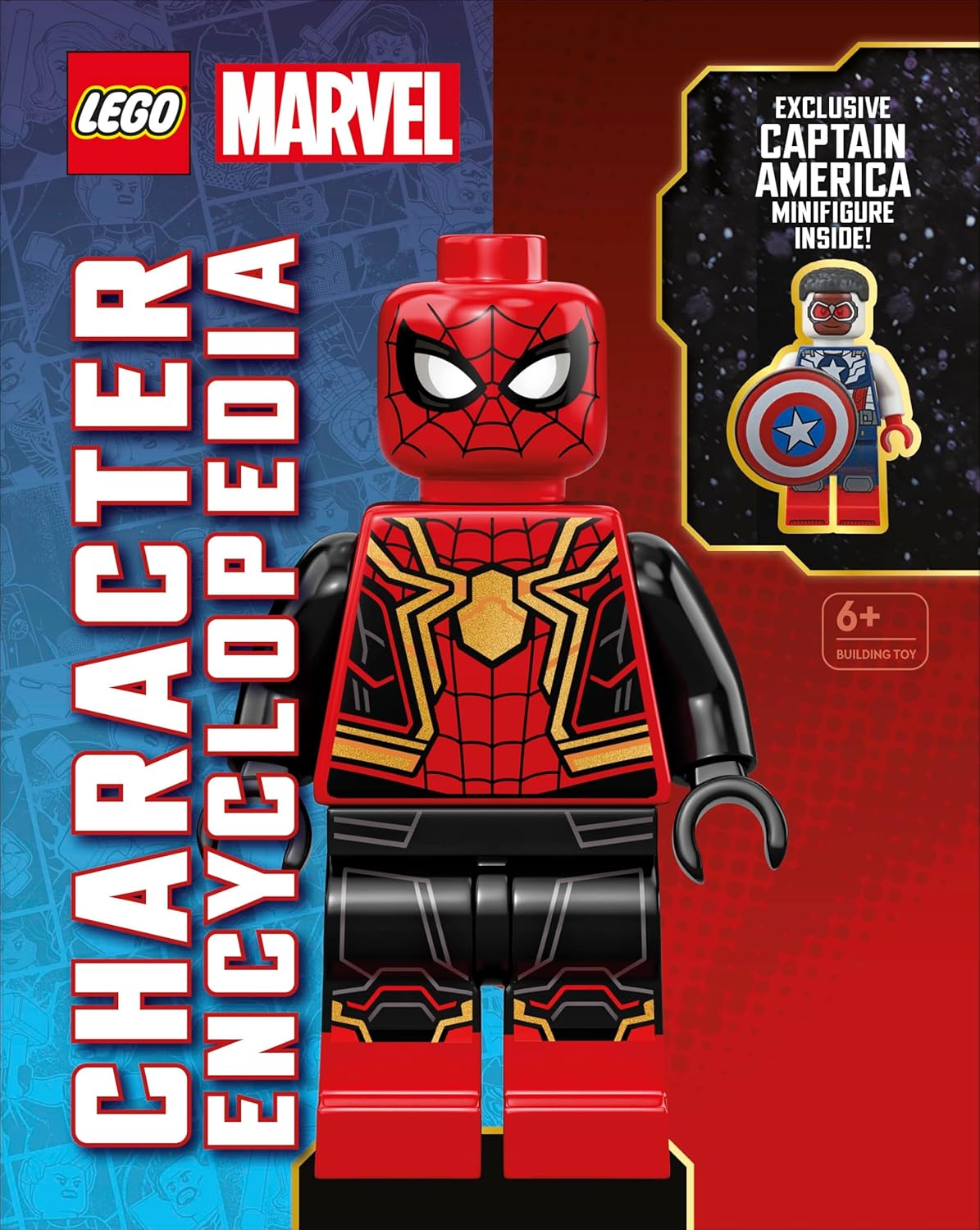 Книга LEGO Marvel энциклопедия персонажей, Твердый переплет, новое издание, С эксклюзивной минифигуркой Капитана Америки