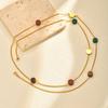 Colored Natural Stone Stainless Steel Necklace Sweater Chain, Wind Dopamine Jewelry Female Nc-2496