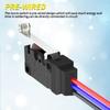 2PCS Waterproof Micro Limit Switch with Long Straight Roller Lever SPDT 3 PIN Pre-wired 10A 125 250V Micorswitch for Electronic