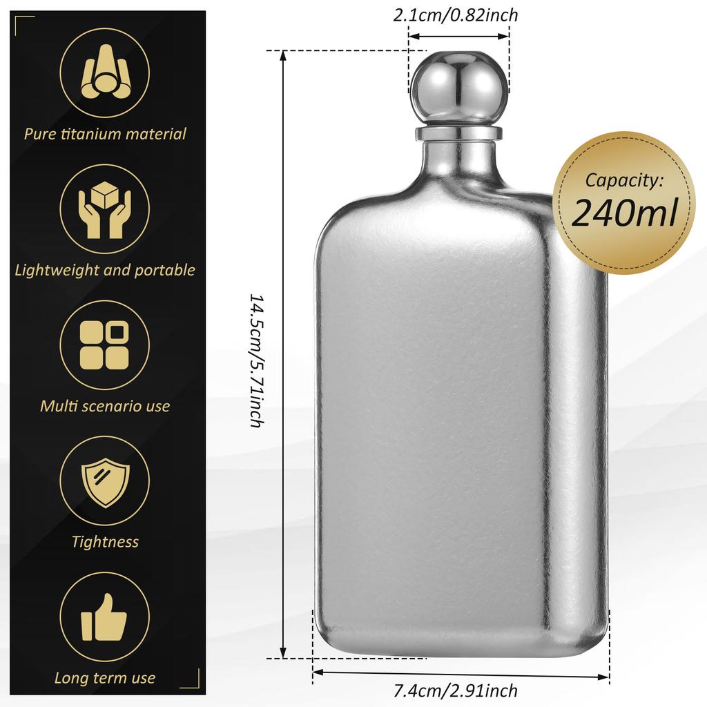 Láhev na víno 240ml titanová láhev venkovní whisky láhev na víno multifunkční přenosná titanová láhev na víno pro kempování a piknik