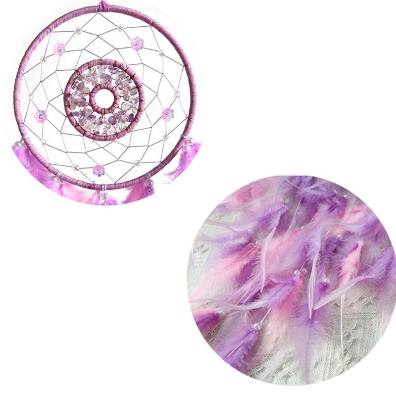 Stilvoller Traumfänger Wandbehang Ornament mit einzigartigen Federdetails und Blumenperlen für Erwachsene und Kinder Schlafzimmer
