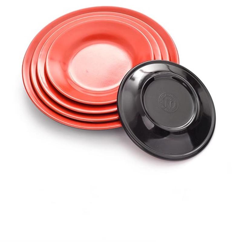 Round Red Melamine Plate, Plastic Self- Plate, Dessert Plate, Fruits, Snacks, Barbecue, Tableware, Multiple Choices