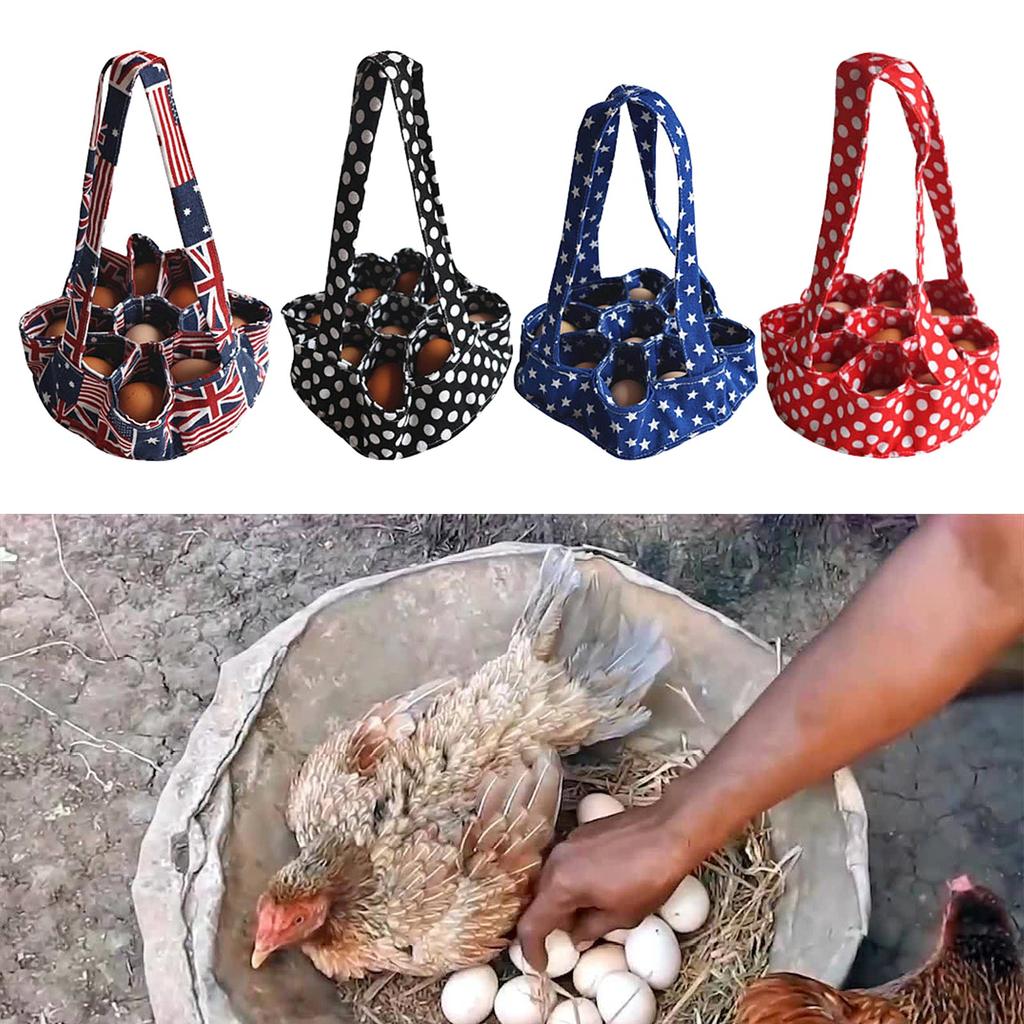 Faltbarer Sammelkorb mit Griff Leinwand Ente und Hühnereier Aufbewahrungstasche Praktischer Eierorganisator Küchenutensilien