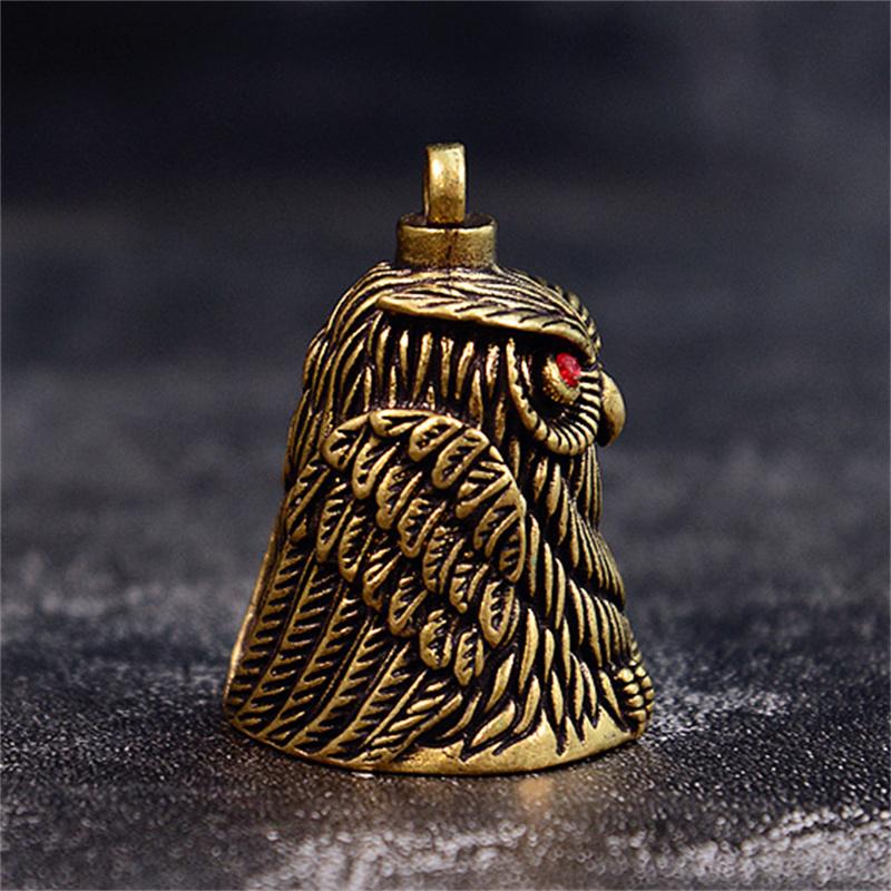 Vintage Baykuş Çan Anahtarlık Pirinç Çan Araba Anahtarlık Kolye Küçük Kolye Erkek ve Kadın Hediyesi Feng Shui Bronz Çan