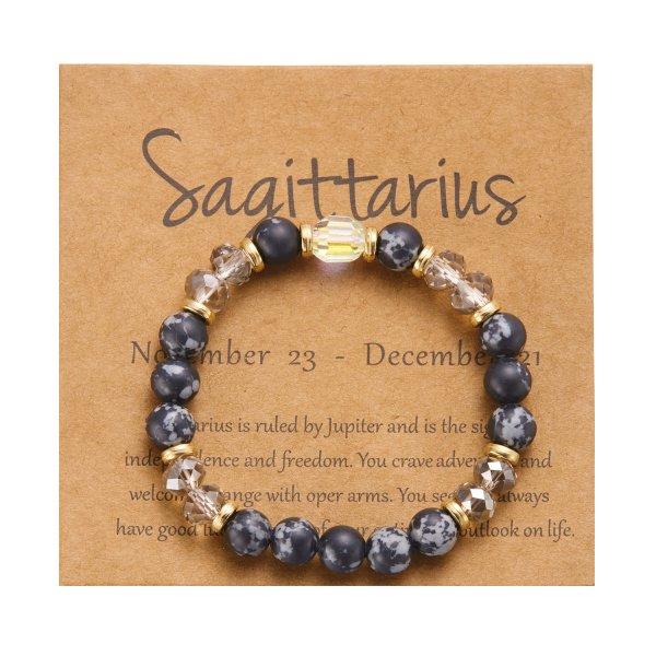 Fashion 12 Zodiac Crystal Beaded Bracelet Aries Taurus Gemini Cancer Leo Virgo Libra Scorpio Aquarius Pisces Women Jewelry Gift