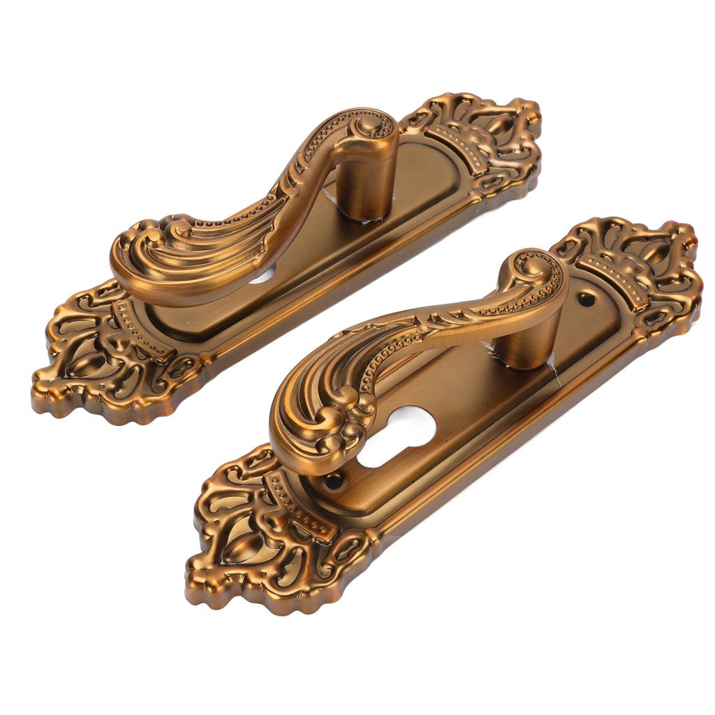 European Style Door Handle Lock Set Aluminum Silent Retro Interior Entry Door Lever Lock with 3 Keys for Home Bedroom