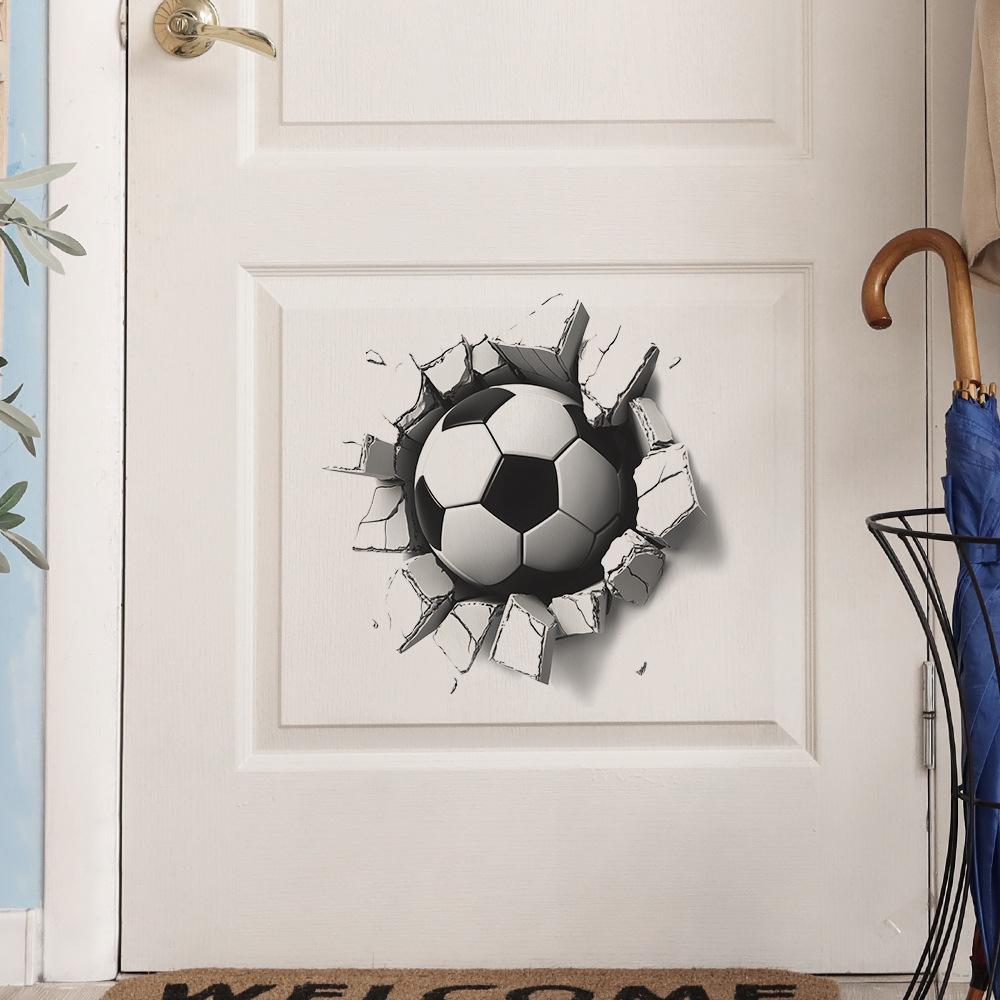 Kreative Wanddurchbruch Fußball Schlafzimmer Wohnzimmer Hintergrund Verschönerung Dekoration Wandaufkleber